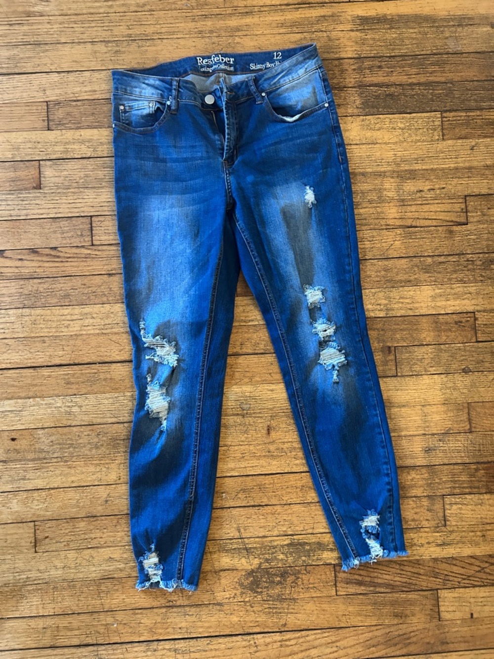 Reseber Blue Distressed Skinny Jeans - Women's